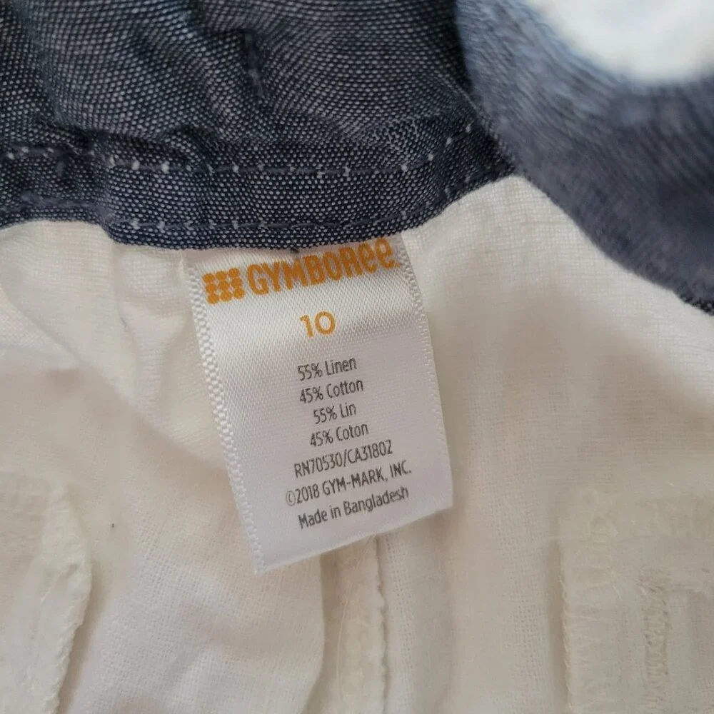 Gymboree Boys White Linen Cotton Blend Shorts Size‎ 10 NEW